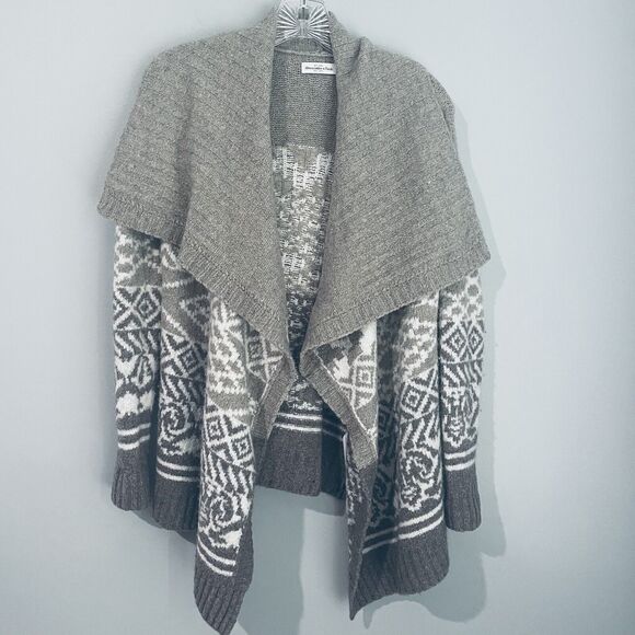 Abercrombie & Fitch Women's Small Gray Fair Isle Cardigan Oversized Wool Blend - Picture 1 of 10